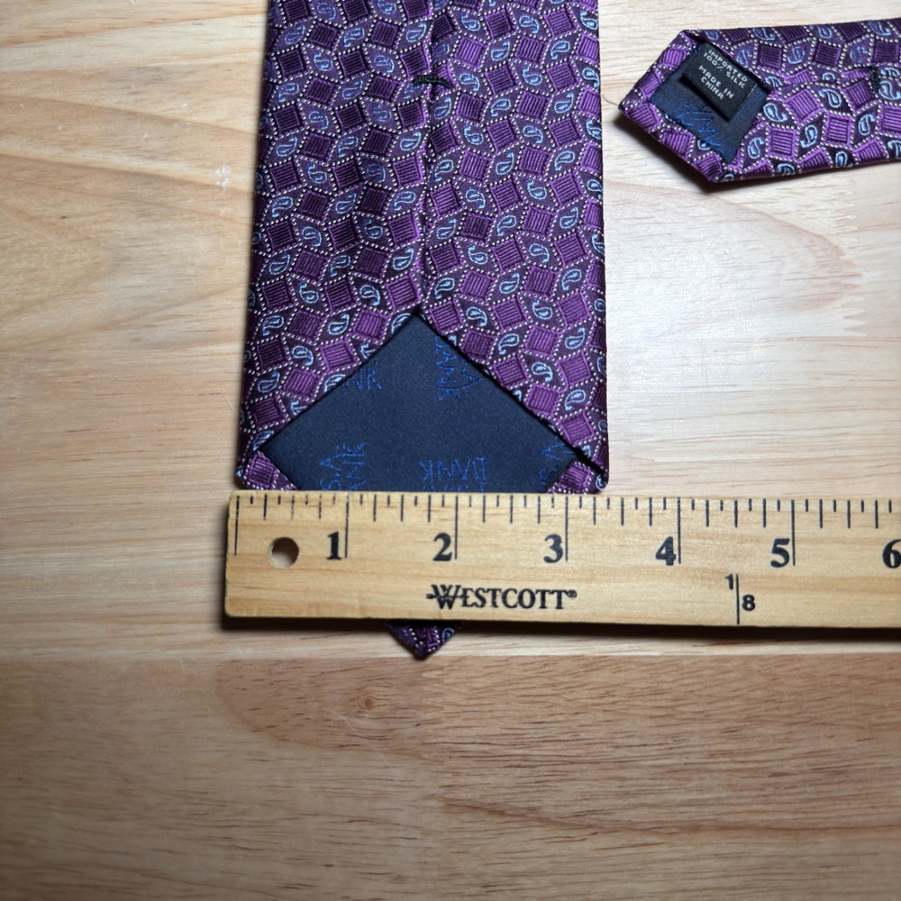 Jos. A. Bank Necktie Mens OS Purple Silk Paisley Geometric Executive Collection - Picture 4 of 5